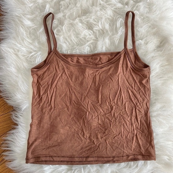 SKIMS Sleep Spaghetti Tank Top Plus Size 2X Jasper Tan Stretch Comfy NEW - Picture 3 of 5